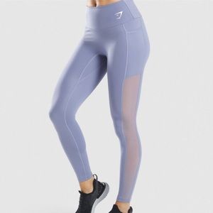 Gymshark Training Mesh Pocket Leggings - Light Blue/Lilac. size Medium